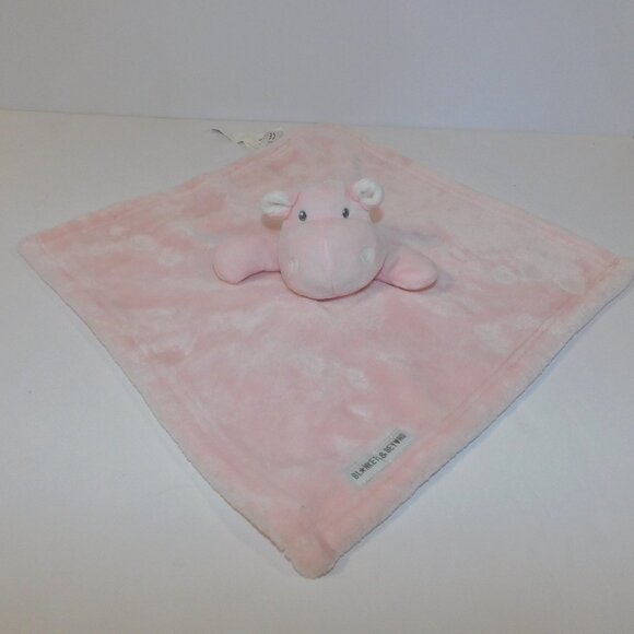 Blankets & Beyond Pink Hippo Plush Security Blanket Baby Lovey Nunu Soother - Picture 1 of 6